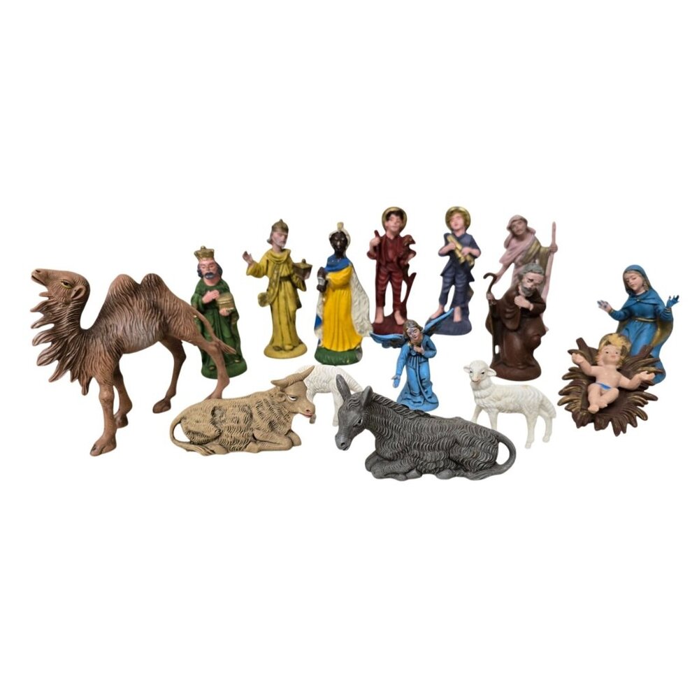 15 pc Set of Hand-Painted Italy Nativity Figurines